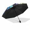 1 Stück Buntglas Yin Yang Sonne Mond Sterne Automatisches Öffnen Schließen Regenschirm, Tragbares Dreifach faltbares Design mit 8-Speichen-Eisenrahmen, Outdoor-Regenschirm, Festivalgeschenk f