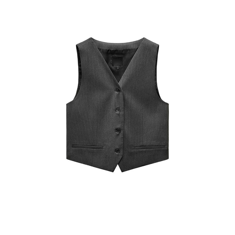 Fall and Winter Pinstripe Sleeveless Suit Vest 4749884 Minimalist Easiest for Match High Waist Wide Leg Pleated Pants 1255539