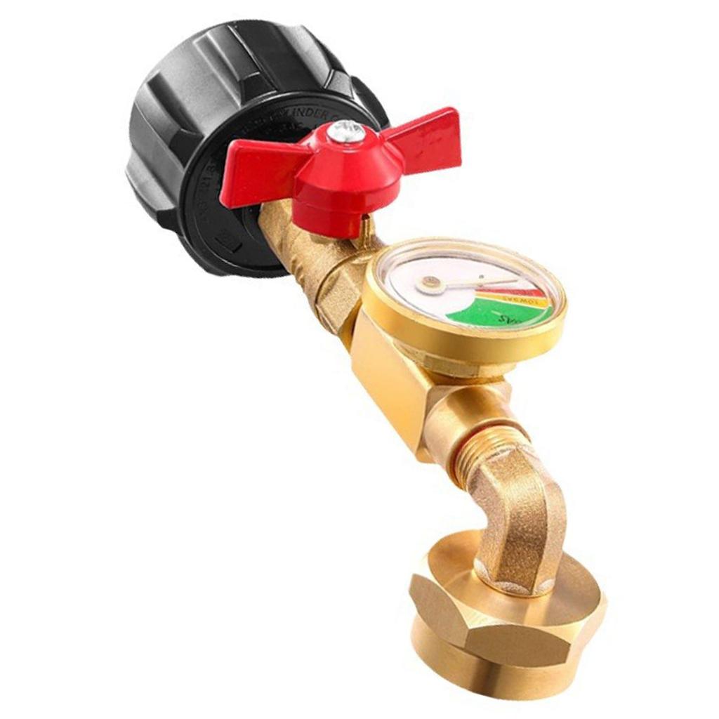 Propane Tank Refill Adapter with Gauge & Valves Brass Propane Bottle Refill Adapter with Pressure Gauge for 1LB Bottles