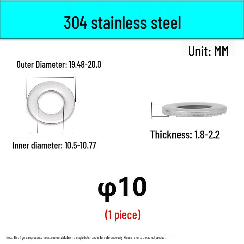 Stainless Steel 304/316 Flat Washers, M1.6-M48 Standard Sizes