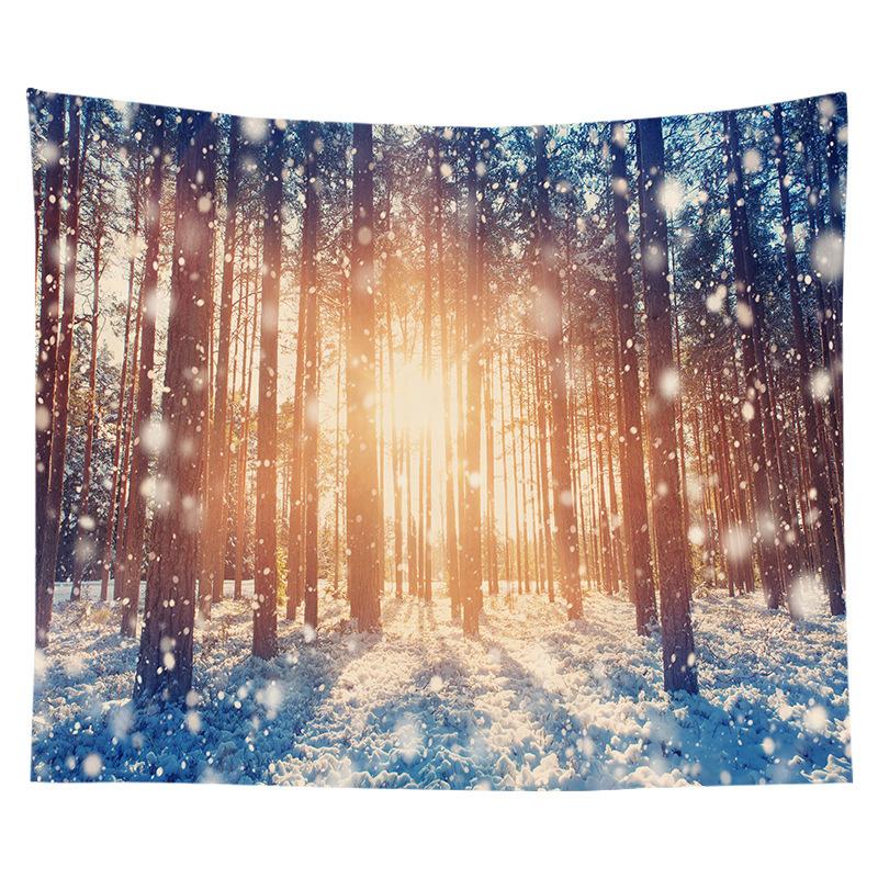 Nordic Christmas Tapestry Watercolor Christmas Tree Print Bedside Hanging Cloth Bedroom Background Cloth