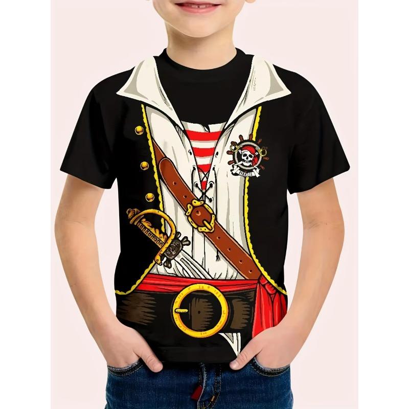 Kinder 3D-Druck Rundhals-T-Shirt Mode Vielseitig Trend Atmungsaktiv Lässig
