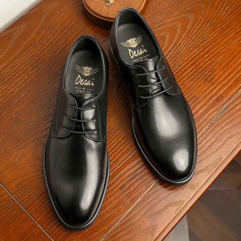 Desai First-Layer Cowhide Men'S Shoes Thick-Soled Heightened Breathable Versatile Trend Casual Leather Shoes Groom Wedding Shoes