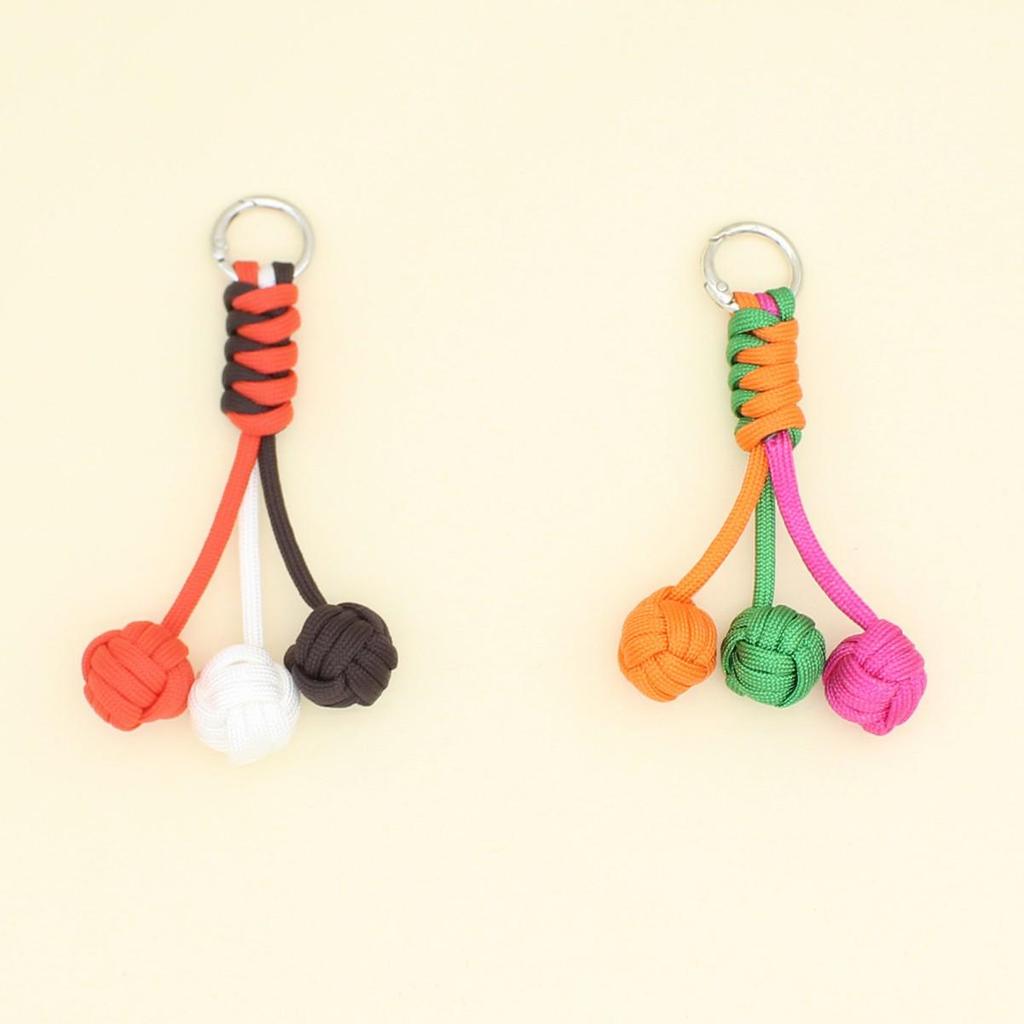 Korean-Style Handmade Woven Colorful Sphere Keychain Pendant