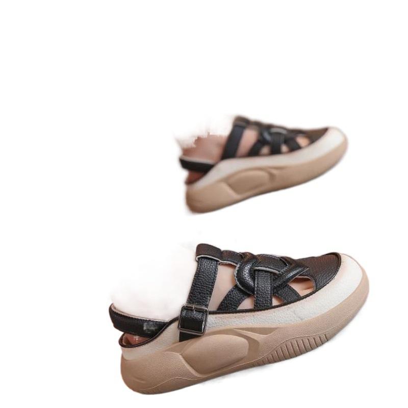 Sandales d'été à fond épais Baotou creuses respirantes pour femmes