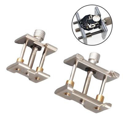 2pcs Zinc Alloy Universal Watch Movement Holder Metal Construction Extensible Sizes Watch Movement Clamp Sturdy Fixing