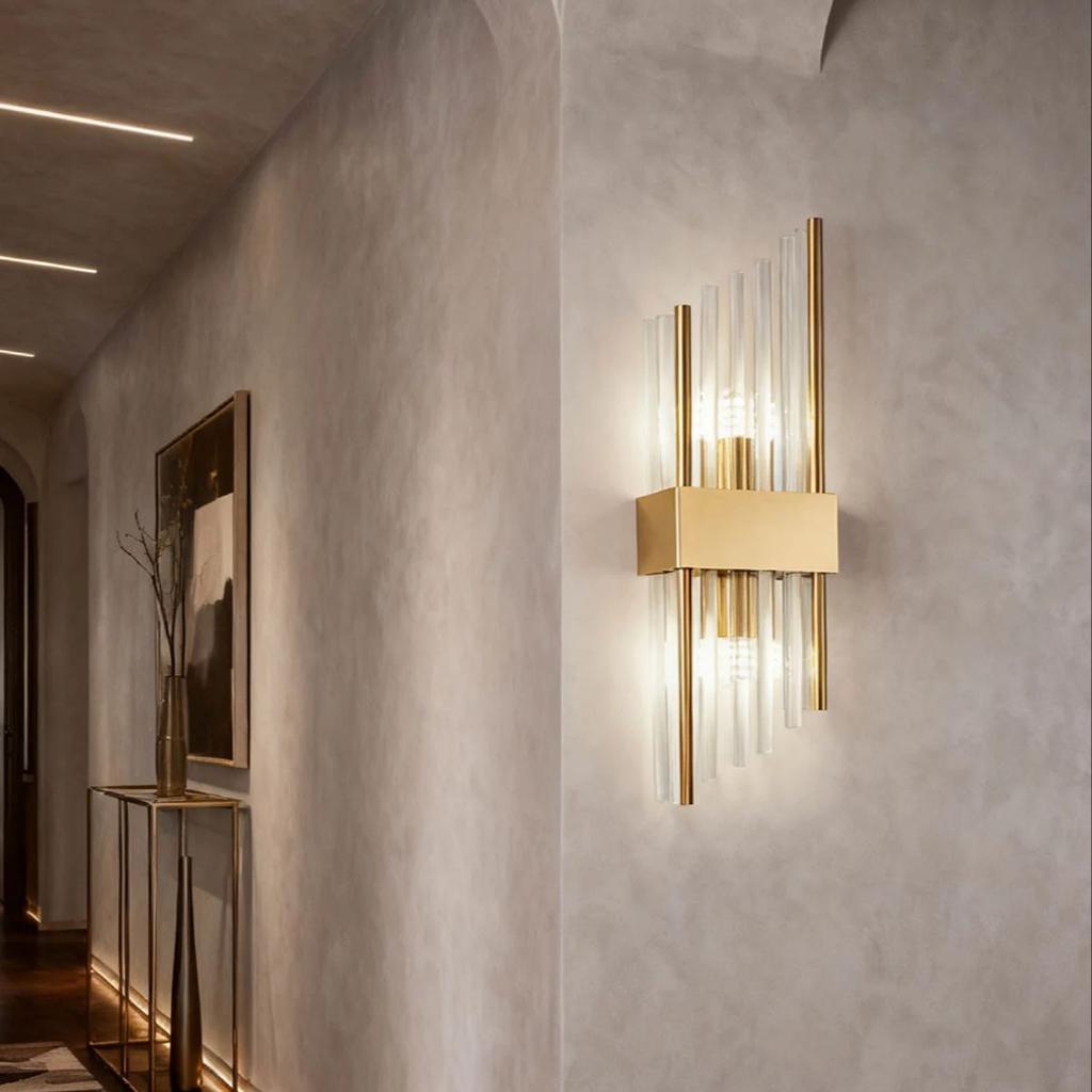 LED Stainless Steel Beveled Glass Wall Sconce for Hallway, Study and Bedroom Home Decor, Bedside Lamps, Decorative Lamps