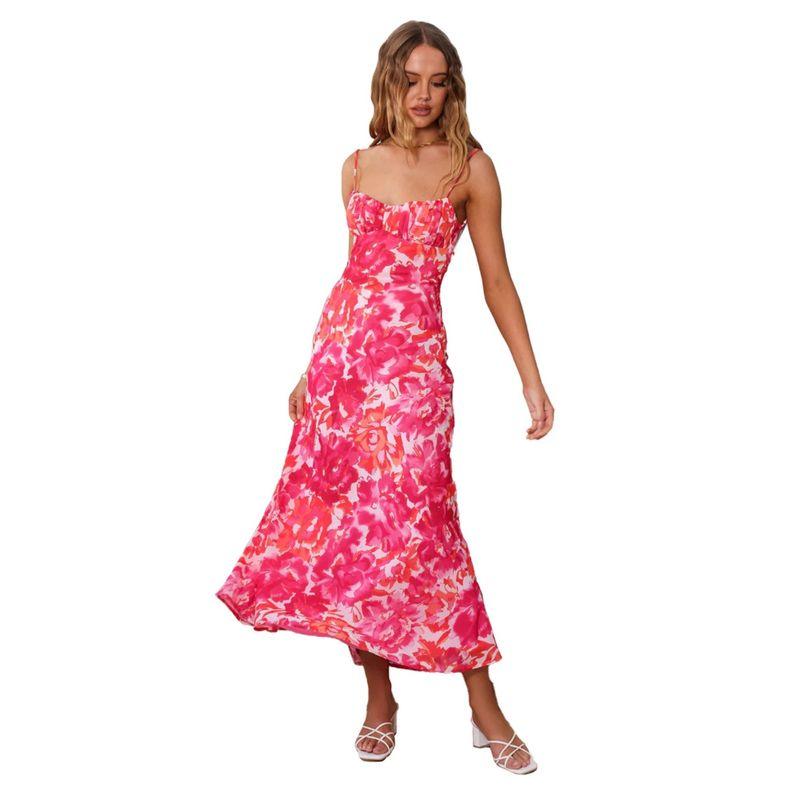 Vacation Summer New European and American Fashion off-Neck Sexy Sexy Backless Sleeveless Sling Dress Beach Long Dress