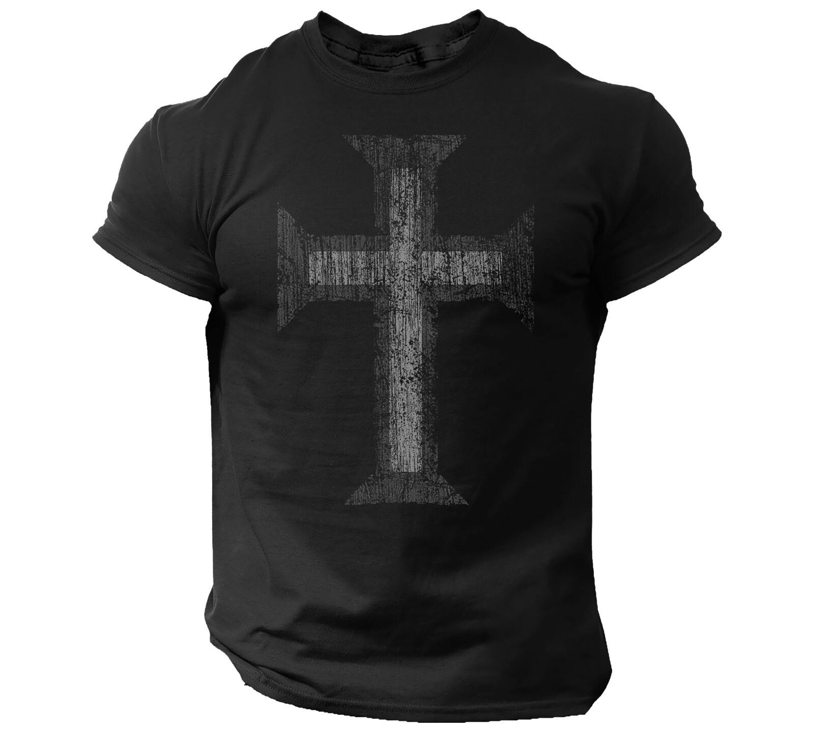 Cross T-Shirt Christian Men Faith Religious Gym Jesus Christ Top XXL