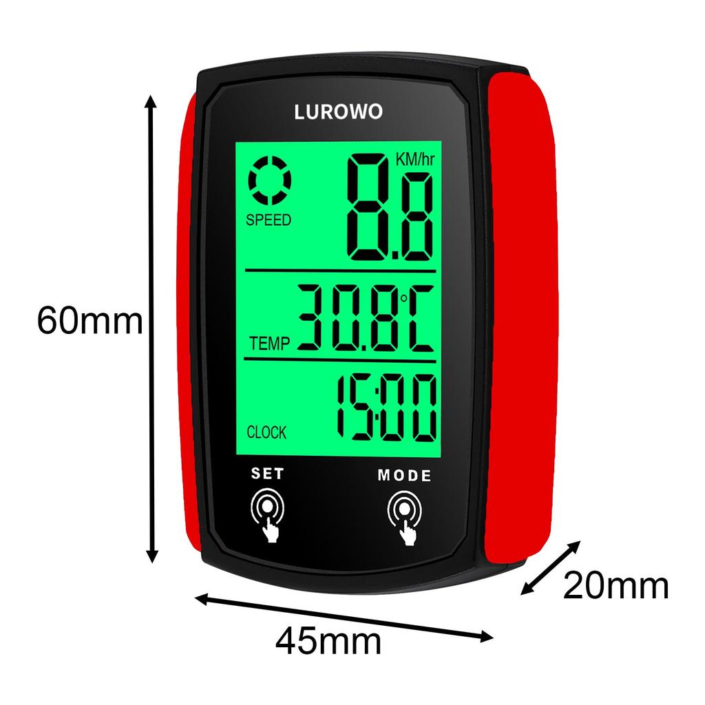 Wired Cycling Computer with Large Screen Display Speedometer, Waterproof, Backlight, Odometer, Multi-Function, (C)