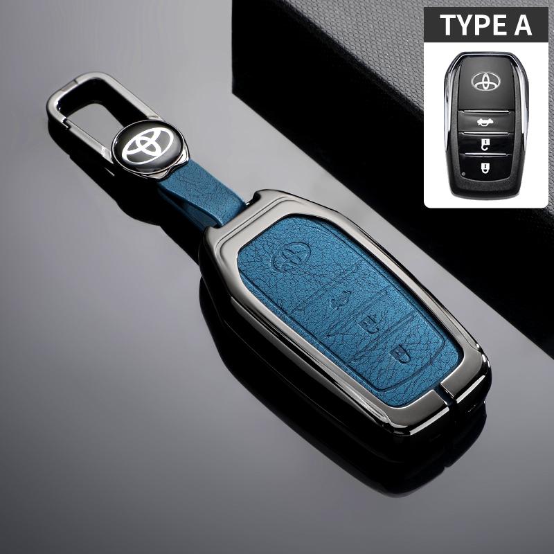 

Metal Leather Car Key Case Cover For Toyota CHR Hilux Fortuner Land Cruiser 200 Camry Corolla Crown RAV4 Highland Accessories