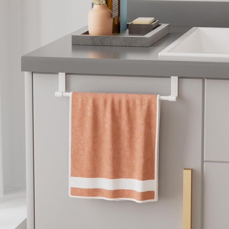 Over-Cabinet Towel Bar, Space-Saving Door-Mounted Organizer. Rust-Resistant Stainless Steel for Kitchen & Bathroom.