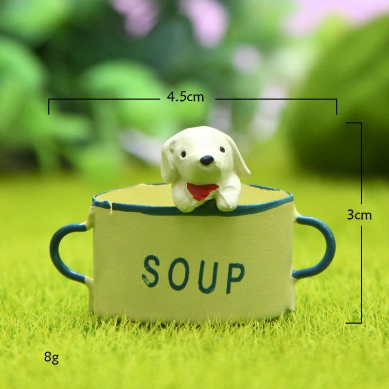 Cartoon Resin Ironwork French Hanging Cups, Little Dog Gardening Moss Succulent Flower Arrangements, Doll Ornaments