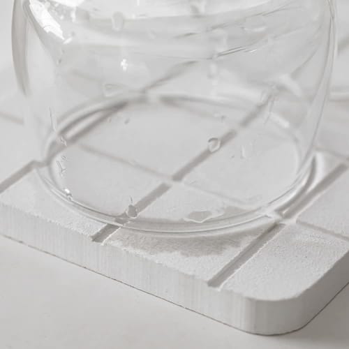 &NE Lava Stone 5-Glass Tray, Lattice LavaStone, White, 37.5cm Wide x 10cm Deep x 1cm High, Draining Tray for Dishwashing, Small, Asbestos-Free, Antiba