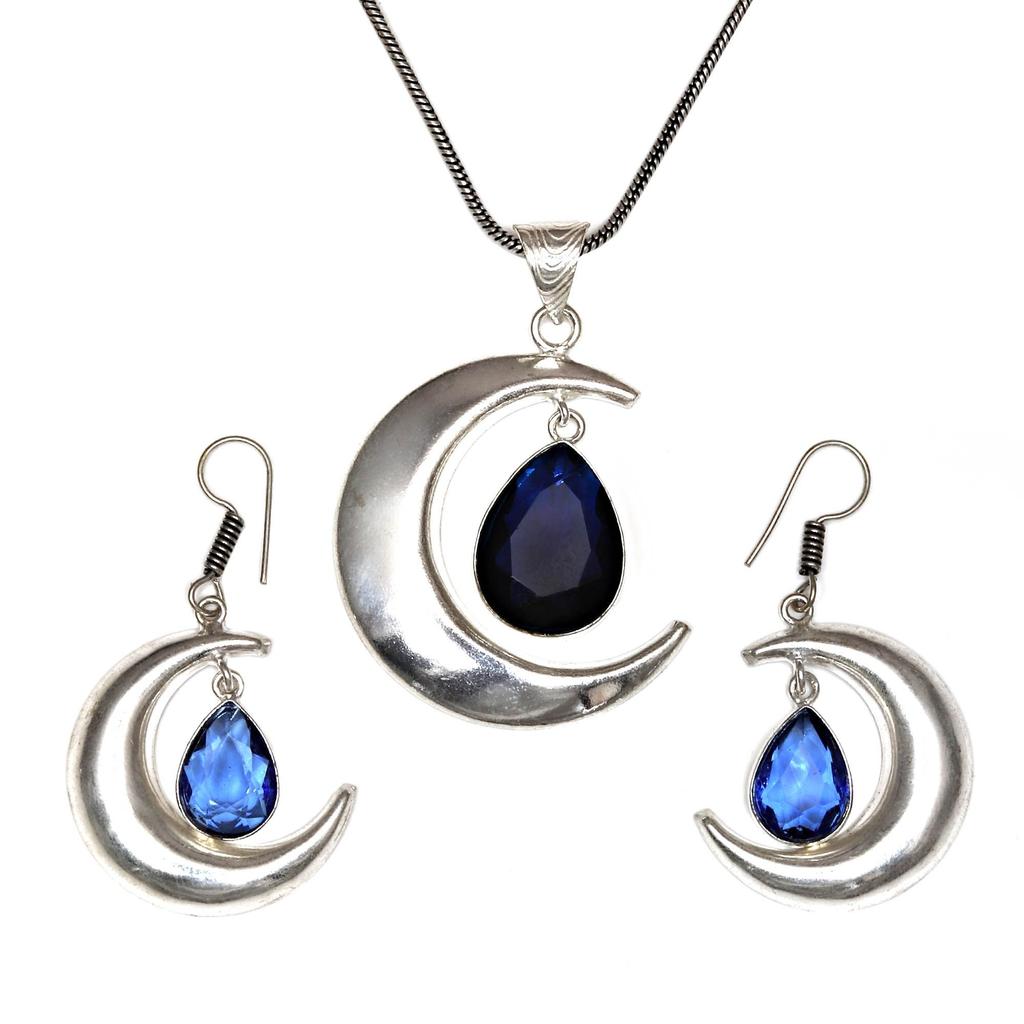 Tanzanite Set Jewelry Quartz  Gemstone Pendant 18-20'' Necklace