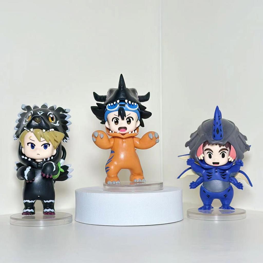 Set of 8 Digimon Figures: Angel, Agu, Mechanical Tyrannosaurus, V-boy, and Mecha Dragon Doll Models with Clothes.