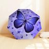 Purple Butterfly Auto Open Close Umbrella - Portable Tri-Fold Design with 8-Bone Iron Frame - - Ideal Gift for Fans, Travelers, Daily Use -