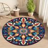 Colorful Mandala Art Style Flannel-printed Round Floor Mats Are Slip-resistant Suitable for Room Bedroom Terrace Garden Carpets