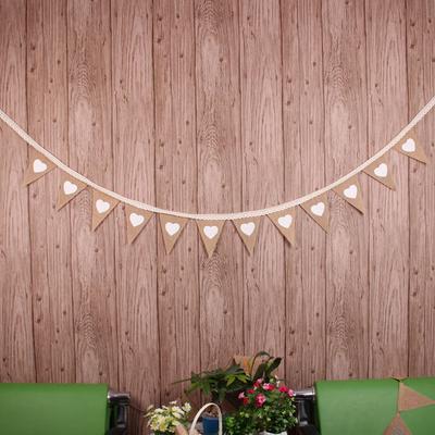2.8 Meters 12 Flags Love Heart Rustic Hessian Jute Linen Bunting Flags Burlap Lace Pennant