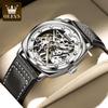OLEVS 6651 Men's Watches Hollow Square Dial Leather Strap Business Men Wristwatch Original Luxury Brand Men's Wristwatches