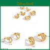 Light Luxury Geometric Stainless Steel Earrings With Zirconia For Women