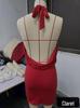 2026 European American Style Sleeveless Backless Halter Bodycon Dress - Sexy Strappy Women's Summer Fashion