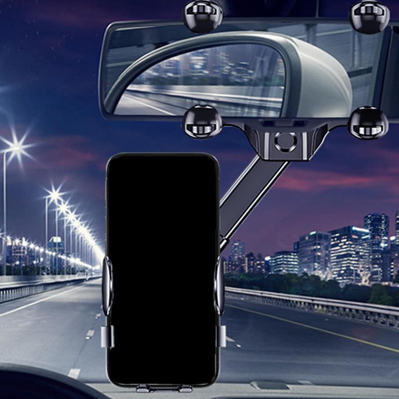 Multifunctional Rearview Car Phone Holder Anti Shake Stable Phone Mount 360-Degree Rotatable Auto Smartphone Holder Mount