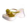 Bow Thick Bottom Heightening Slippers Female 2025 New Summer Wear Fashion Fairy Style Cool Slippers