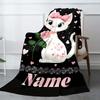 Cat And Flowers Customize Your Name Blanket Warm Comfortable And Soft Blankets Are Suitable For Home Lunch Break Blanket Office Sofa Sofa Gift To