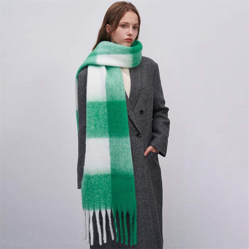 Cashmere Feeling Plaid Scarf Women Winter Thicken Warm Big Shawl Pashmina Tassel Scarves Soft Blanket Bandana Thick Muffler