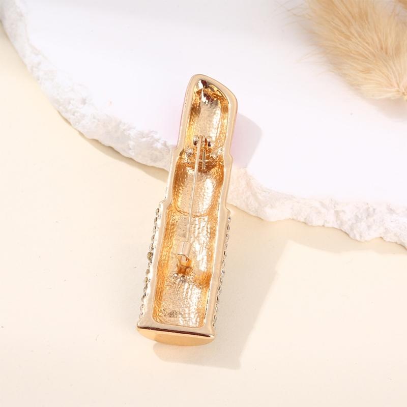 Lipstick Lapel Pin Brooch Sparkling Rhinestones Lipstick Brooch Jewelry Accessory Gift for Women Wife Girfriend Sister