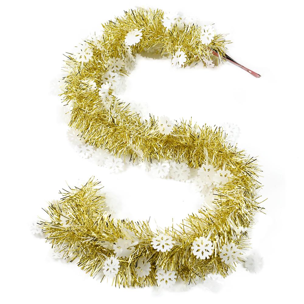 

2 м фольгированная лента с мишурой, гирлянда для рождественских украшений, оберточная лента для рождественской елки, рождественские украшения, товары для новогоднего декора золотой