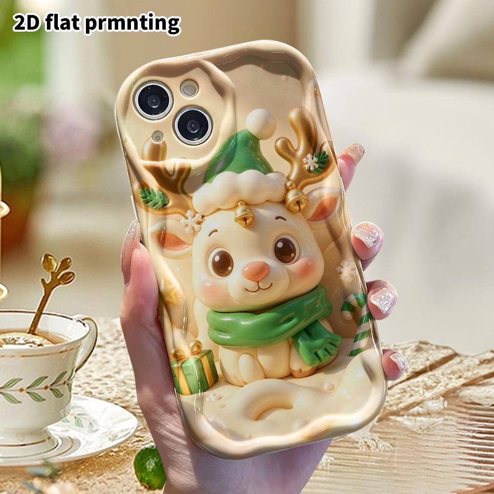 Phone Case: 2D Flat Design Suitable for iPhone 18 17 16 15 14 13 Pro Protective Case, Christmas Reindeer, Perfect Holiday Gift for Christmas and Hallo