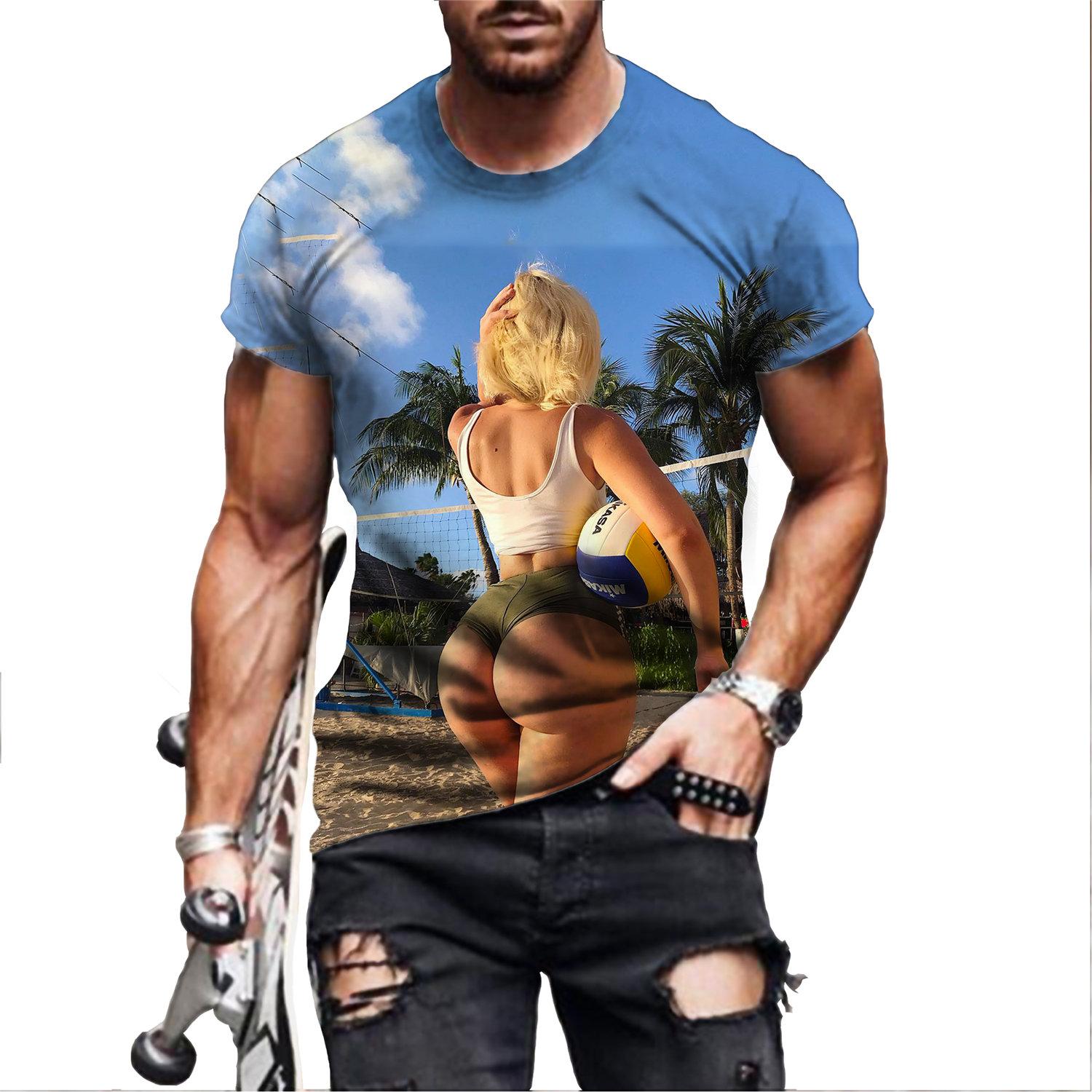 Новая летняя красивая сексуальная модель мужская футболка с 3D принтом модная повседневная футболка с круглым вырезом с коротким рукавом в стиле Харадзюку хип-хоп тренд оверсайз XXL 1369₽