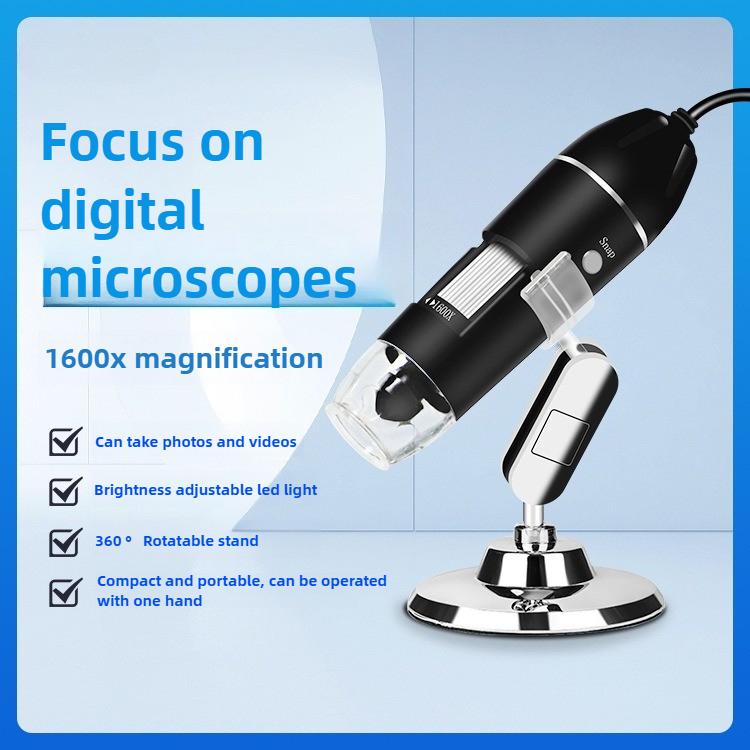 1600x Digital Microscope, High-definition Microscope,Skin detector, can be connected to a computer to measure Android phones