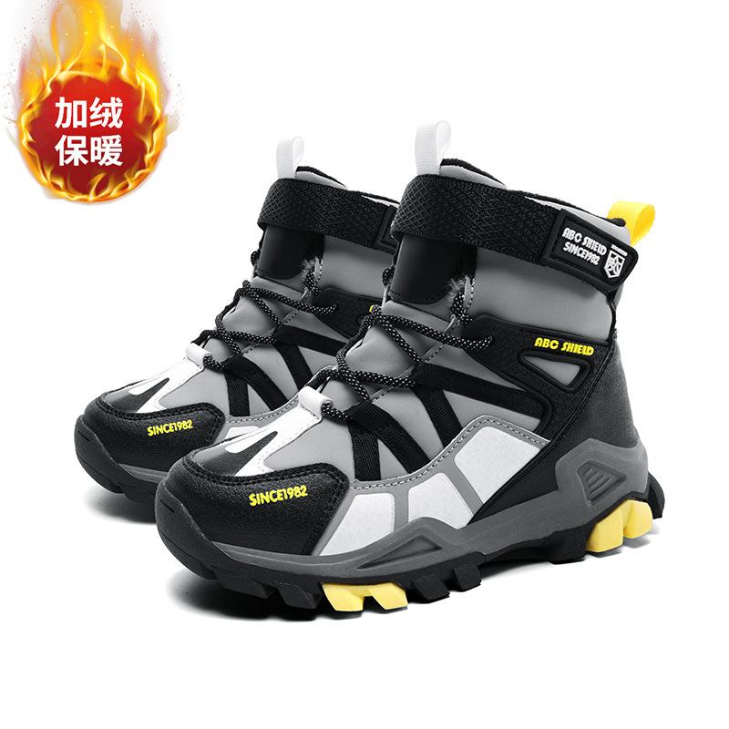 Children's outdoor snow boots 2025 winter boys fashion personality large cotton thermal shoes girls high-top casual shoes