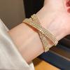 Luxury Geometric Diamondstudded Threelayer Cross Bracelet For Women