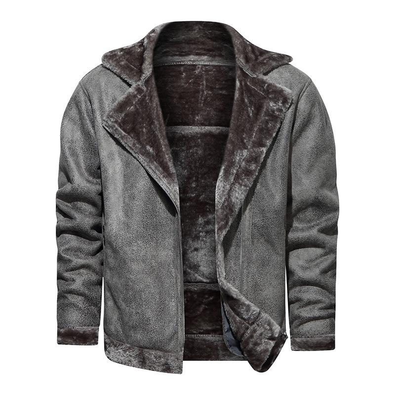 

2023 Gray Fur-Lined Hooded Winter Jacket, Stand Collar, Zipper Pockets, Youth Casual Style Extra Extra Extra Extra Large сірий колір