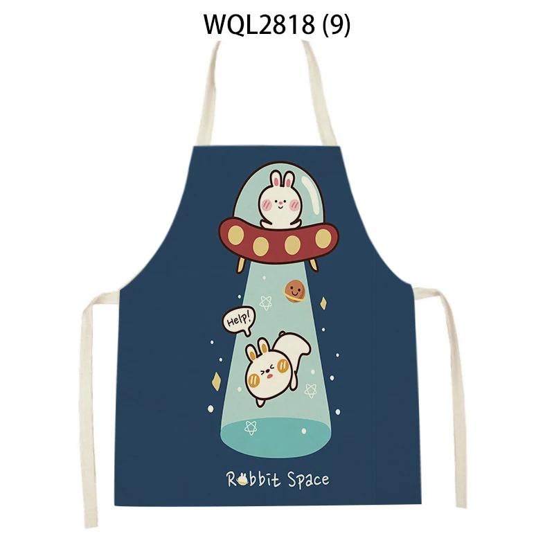 Cute Dog Cat Sheep Cattle Bear Animal Print Kitchen Aprons Women Men Linen Sleeveless Antifouling Apron Cooking Baking Waist Bib