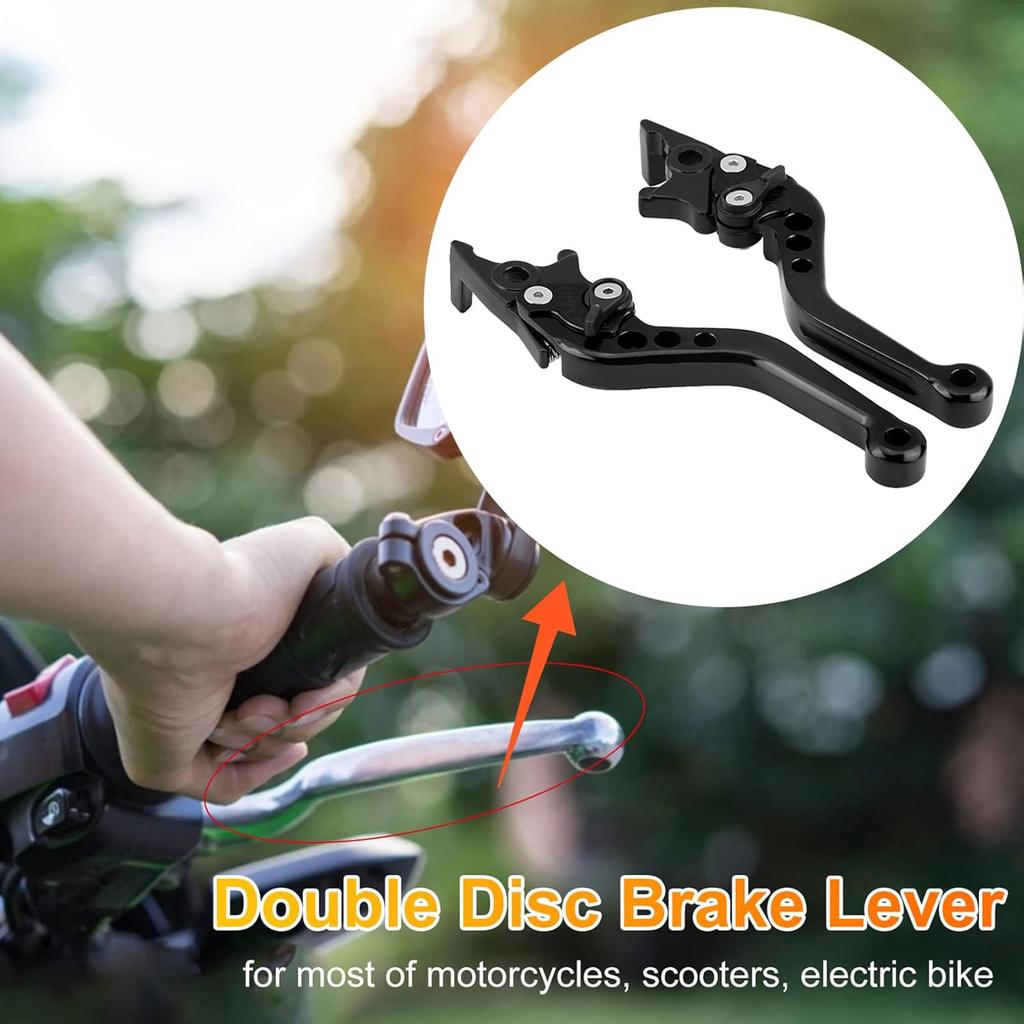 CHICIRIS Motorcycle Levers, 1 Pair CNC Aluminum Alloy Motorcycle Scooter Modification Double Disc Brake Lever (Black)