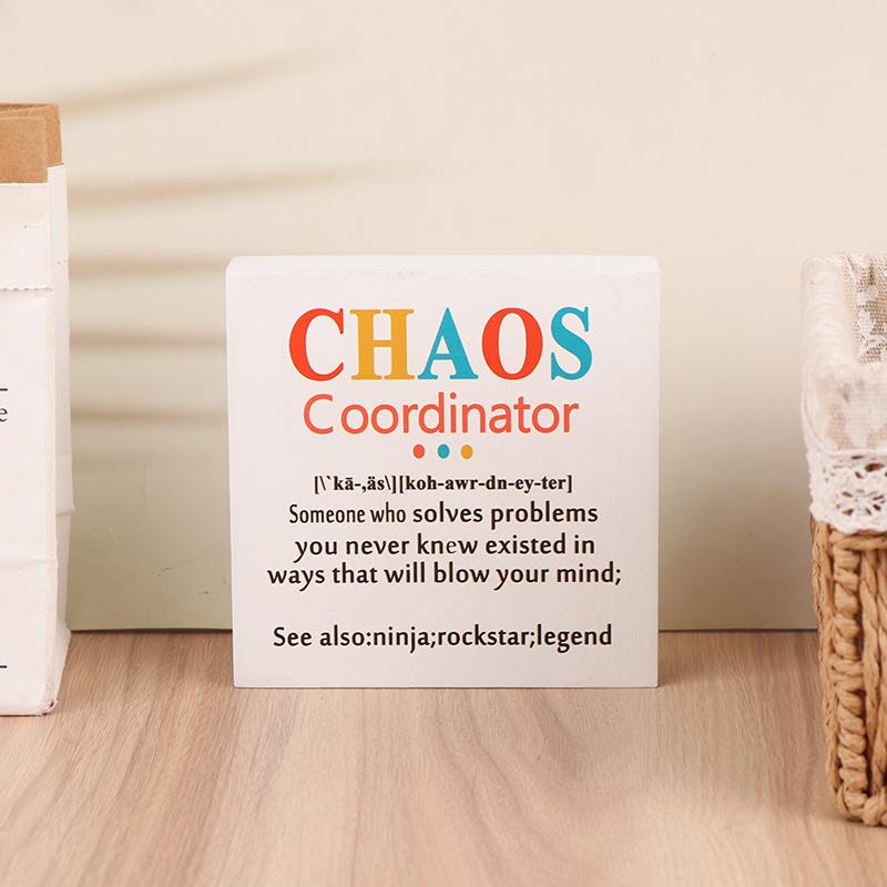 Chaos Coordinator Gifts Office Decor Wooden Box Sign Administrative Professional Day Gifts Thank You Gifts For Boss Coworker Tea