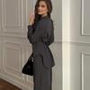 2025 Autumn European & American Fashion Tie-Up Long Sleeve Soft Two-Piece Set for Women
