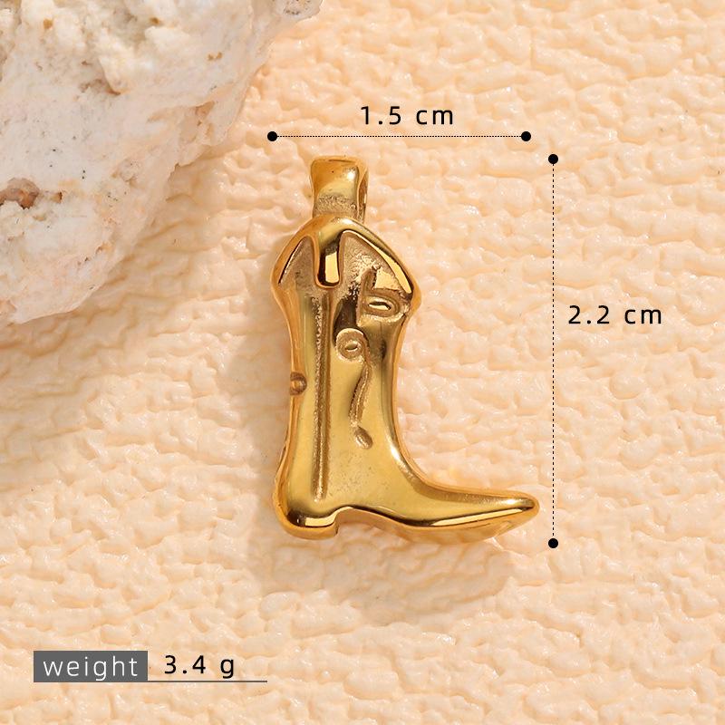 Western Cowboy Boot Stainless Steel Enamel Pendant - DIY Necklace & Bracelet Charm Jewelry.