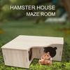 Hamster House Climbing Ladder Natural Wood Multi-Room Hut Rat Hideout House Small Pet Nest Cage Accessories