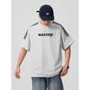 Wassup Trendy Three Bars Contrast Color Letter Short Sleeve Men Summer New Arrival Loose Gray T-shirt Men's and Women's Tops