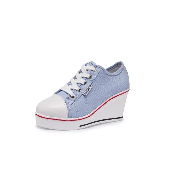 Shoes Women New Woman Wedge Canvas Vulcanize Shoes Platform Breathable Canvas Shoes Casual Students Candy Color Wedge Sneakers
