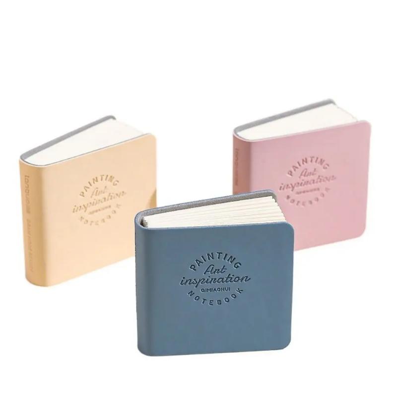 3Pcs Thick Drawing Paper Mini Drawing Book Compact PU Leather Cover Miniature Sketchbook Unlined No Bleed Extra Small Notepads