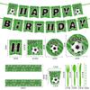 Ensemble de vaisselle sur le thème du football de la Coupe du Monde, fournitures de décoration pour fête d'anniversaire, assiettes en carton jetables, gobelets en carton, serviettes en papier, nappes