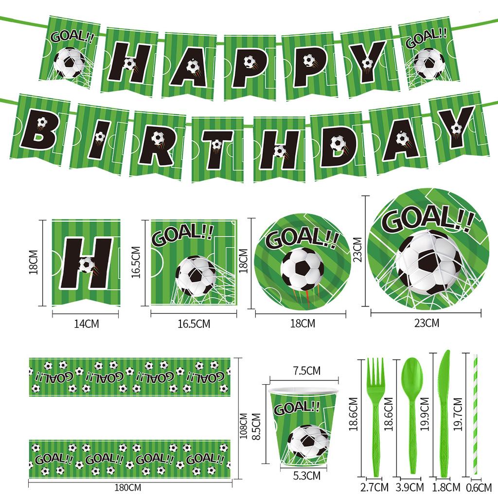 Ensemble de vaisselle sur le thème du football de la Coupe du Monde, fournitures de décoration pour fête d'anniversaire, assiettes en carton jetables, gobelets en carton, serviettes en papier, nappes