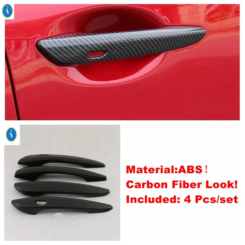 Chrome / Carbon Fiber Outside Car Door Pull Doorknob Handle Bowl Decor Cover Trim For Mazda 3  -  Exterior Accessories